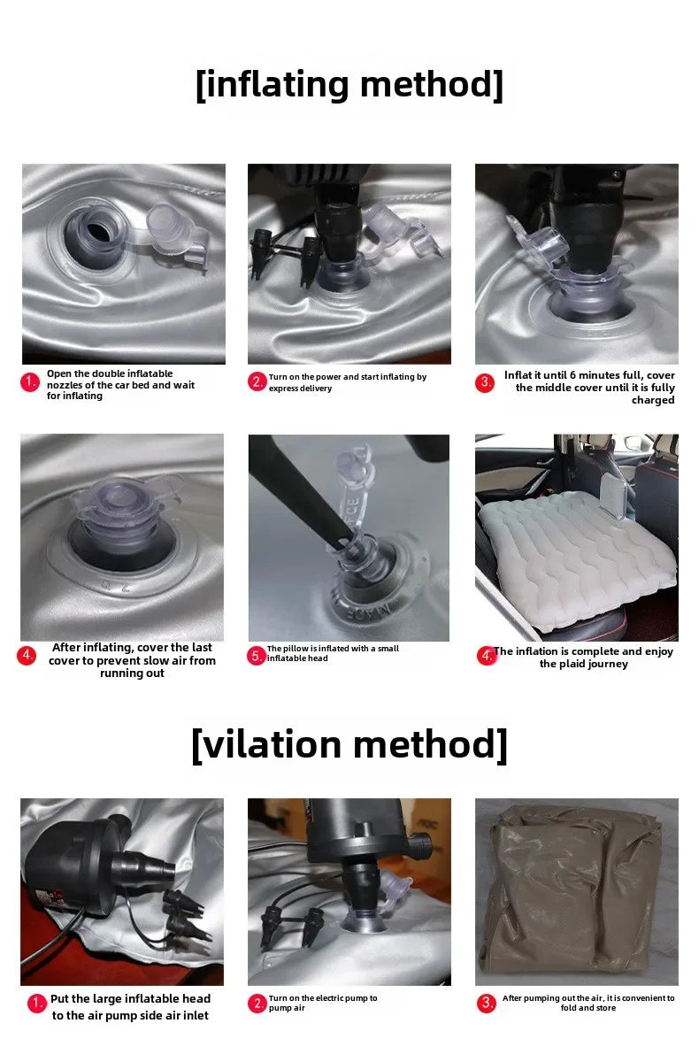 Airbed Household Outdoor Single Double Air Bed Thickened Folding Inflatable Convenient Mattress Sleep Rest for Car SUV Travel