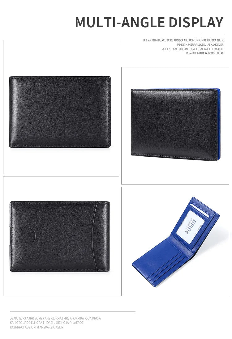 RFID Blocking Mini Men's Genuine Leather Wallet Slim Business Credit Card Holder Man Anti Theft Ultra Thin Purse For Male
