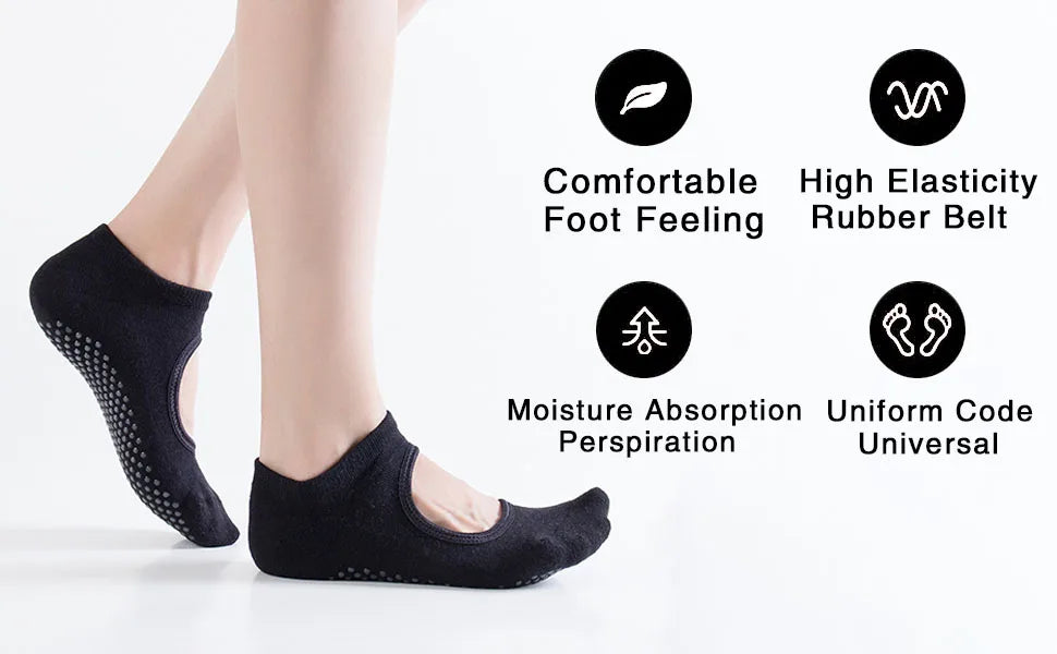 Yoga Socks Women Professional Pilates Socks Anti-Slip Breathable Backless Ankle Ladies Ballet Dance Sports Socks for Fitness Gym