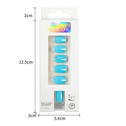 Short Full Press on Nails 24 Pcs False Nails Set Stick on Nails High Quality Reusable Fake Nails Solid Color Design Nail Art