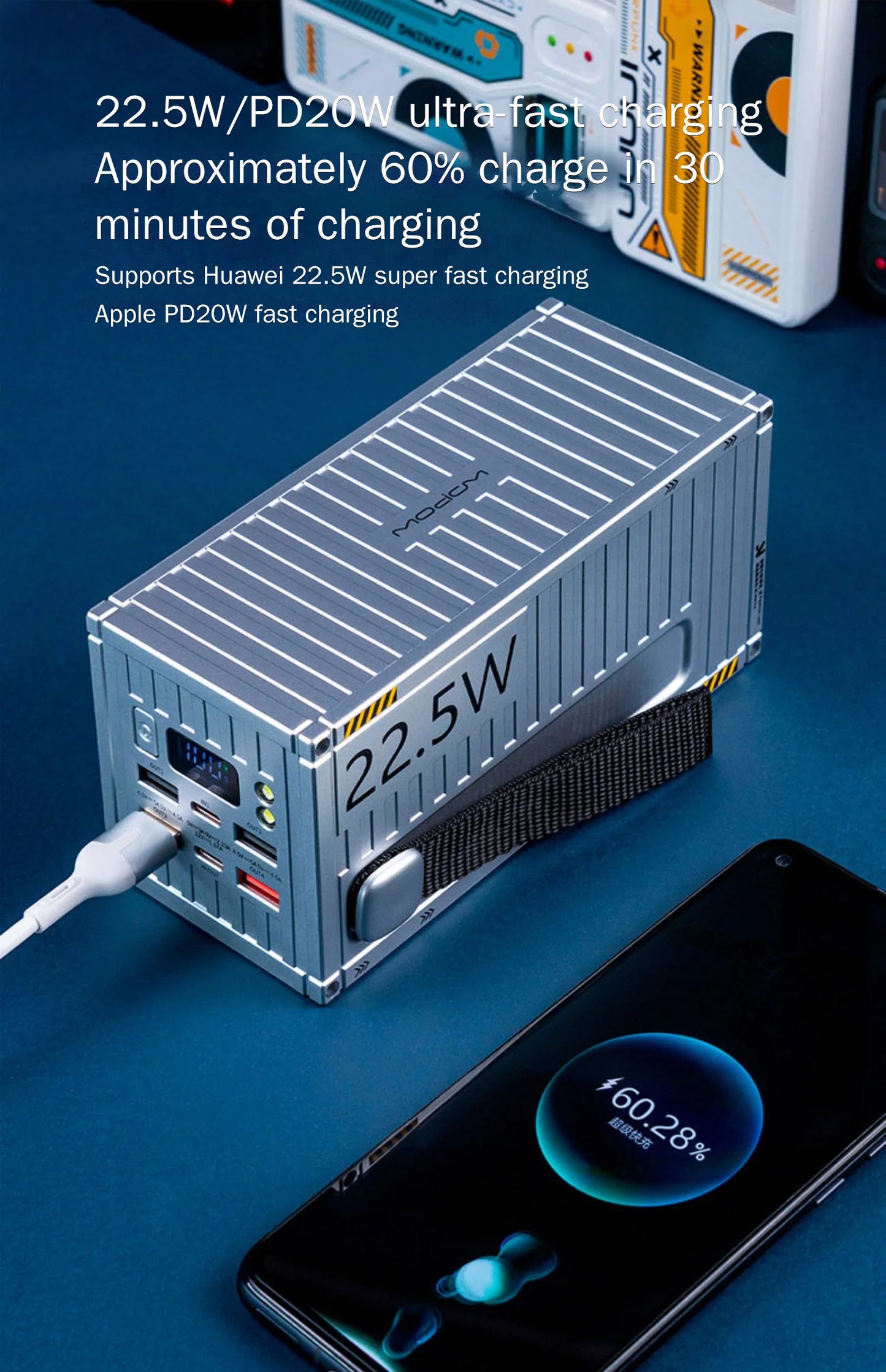 Large Capacity 50000mAh Power Bank 22.5W PD Fast Charging Auxiliary Battery for Outdoor Camping High-Speed External Spare