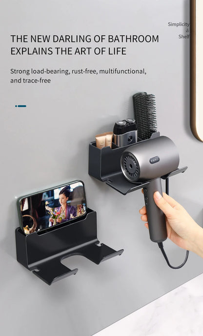 Bathroom Shelf Dryer Cradle Wall Shelves Hair Dryer Holder Shower Hairdryer Organizer Box Toilet Blower Holder Shelf Bathroom