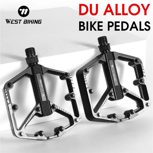 WEST BIKING DU Bearing Bicycle Pedal Anti-slip Cycling Pedal Ultralight Aluminum Alloy MTB Road Bike Pedal Bike Accessories