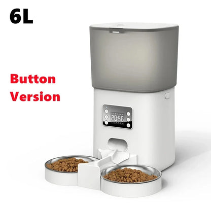 Tuya Automatic Pet Feeder 6L Capacity Food Quantitative Dispense Double Stainless Steel Bowl Record Time Feed Remote APP Control