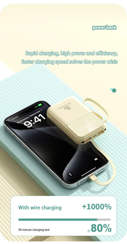 New Built In Power Bank With Small And Portable 20000mAh Llarge Capacity Portable Power Bank Super Fast Charging Power Bank Hot