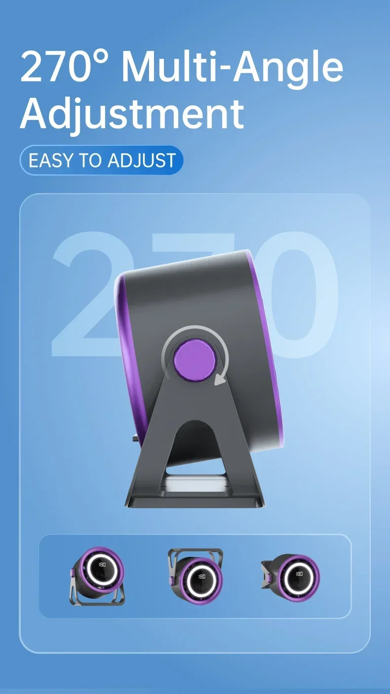 New 2500 mAH Convenient Electric Fan Turbo Silent Electric Fan with Ambient Light Countertop Wall Mount Ceiling Air Cooler