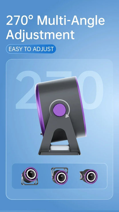 New 2500 mAH Convenient Electric Fan Turbo Silent Electric Fan with Ambient Light Countertop Wall Mount Ceiling Air Cooler