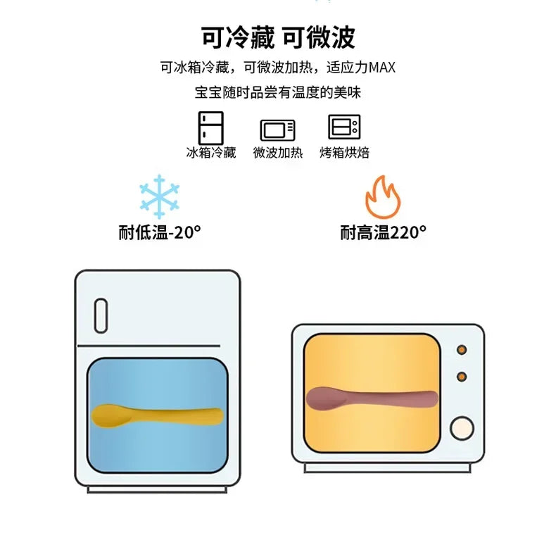 Silicone Baby Learn To Eat Spoon Small Curved Spoon Soft Rubber Feeding Silicone Cutlery Baby Training Spoon