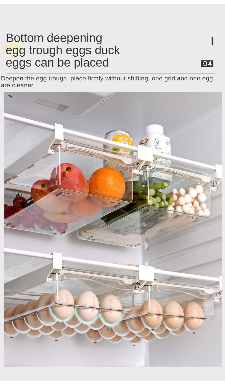 NEW Refrigerator Drawer Plastic Clear Fridge Organizer Slide Under Shelf Drawer Box Rack Holder Kitchen Fruit Food Storage Box