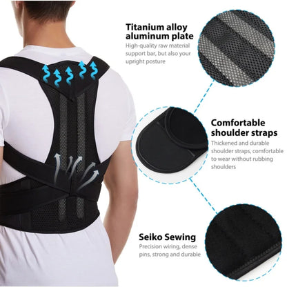 Adjustable Back Posture Corrector With Breathable Shoulder And Waist Support Straps For Boys And Girls To Relieve Back Pain