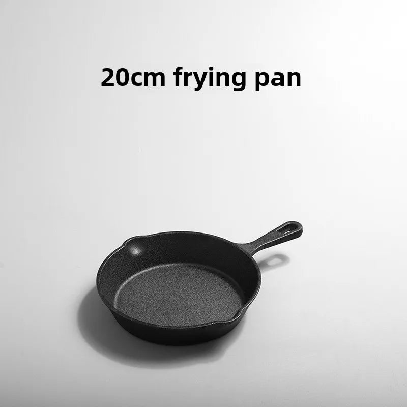 Cast Iron Pan Uncoated Frying Pan Small Frying Egg Pan Household Pan Kitchenware Set Oil Splashing Pan Cast Iron Cookware Frying