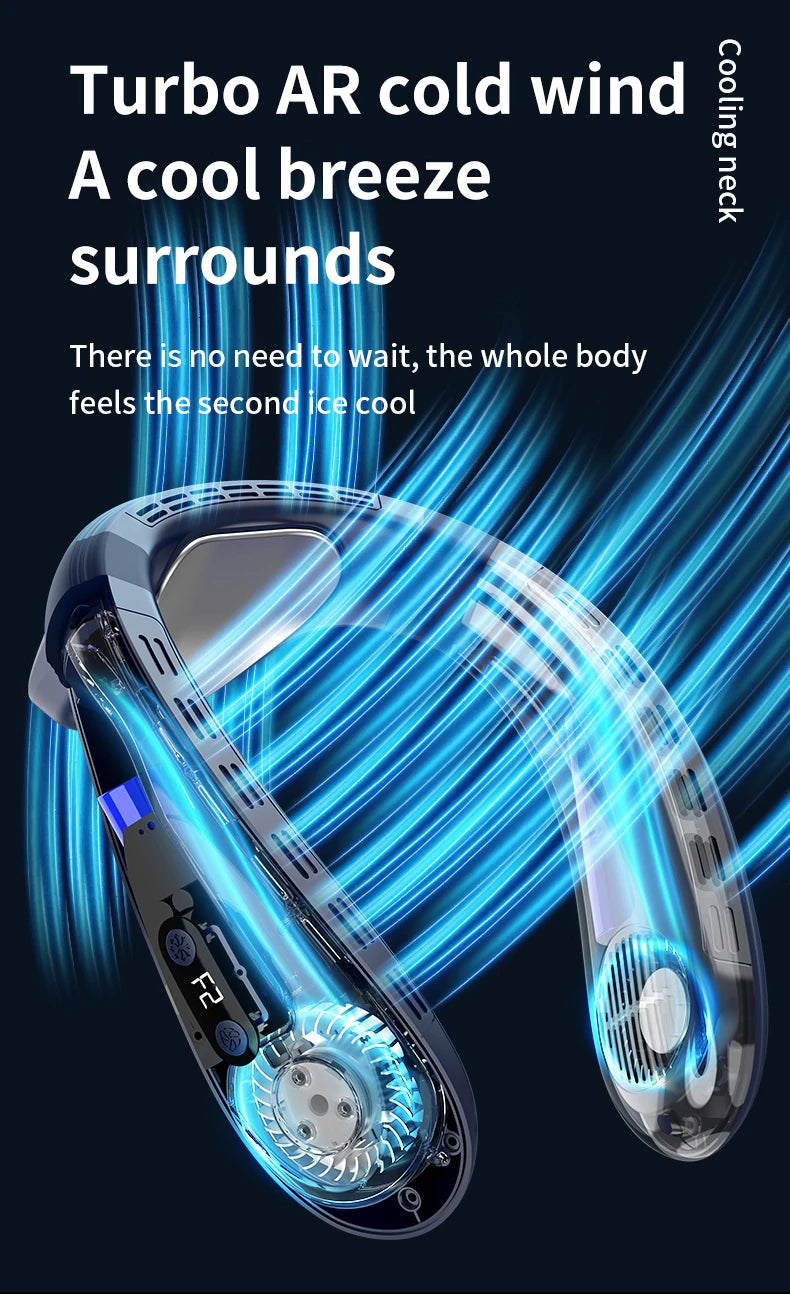 New Wearable Neck Fan Hanging Neck Fan Rechargeable Semiconductor Cooling Bladeless Fan Outdoor Personal Fan Wearable Cooler