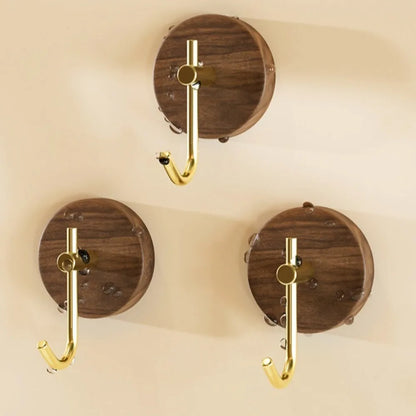 No Drilling Walnut Hanging Hanger Robe Hook Coat Storage Rack Adhesive Wall Hooks Key Decoration Hook Practical Wood Hook