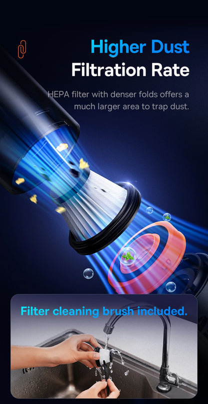 Baseus A5 Air Car Vacuum Cleaner 2-in-1 Powerful Wireless Cleaner Strong Suction Handheld Car Cleaning Portable Home Appliance