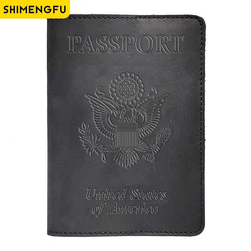 Genuine Leather Passport Cover USA Travel Accessories Menassport Holder America Passport Pouch