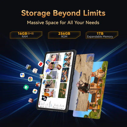 Cubot Tab KingKong 2, Rugged Tablet Android 14, Helio G99, 20400mAh Battery,16GB RAM+256GB ROM, IP68 Waterproof, 10.95" Screen