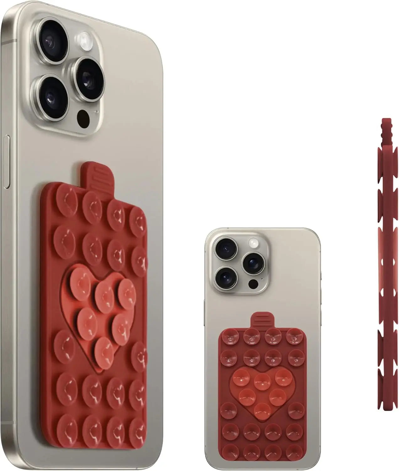 Heart Shape Double Sided Phone Suction Holder, Multi-Purpose Silicone Suction Cup Phone Mount Phone Case Sticky Phone Grip