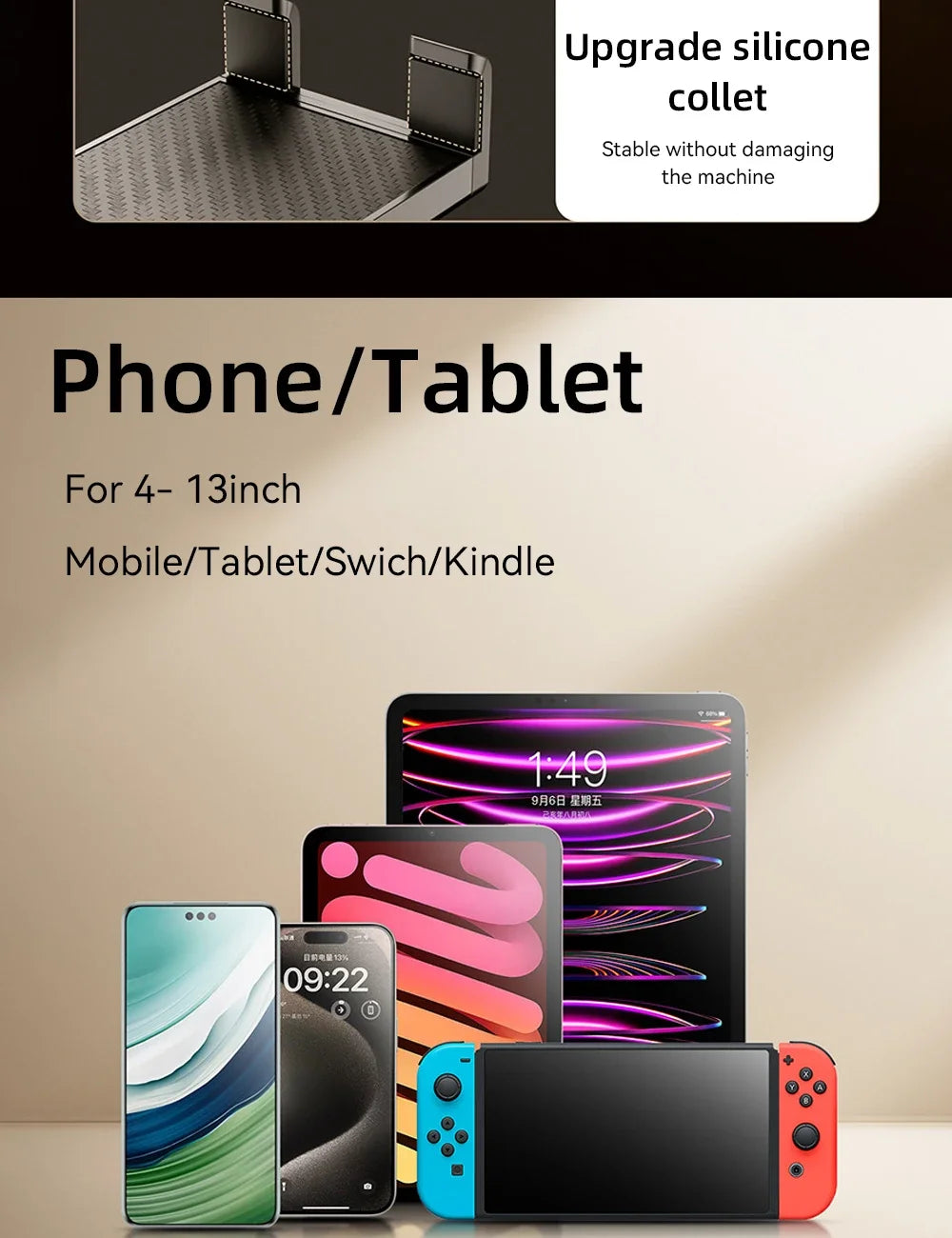 Tablet Bracket for Bed iPad Stand 360° Rotating Bed Tablet Mount Stand with 90cm Metal Arm For 4.7~12.9 inch Phone Tablet Holder