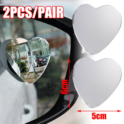 Car Frameless Blind Spots Mirror Cute Heart Shape Side Mirror Rearview Mirrors Auxiliary Accessories for Auto SUV Motorcycle
