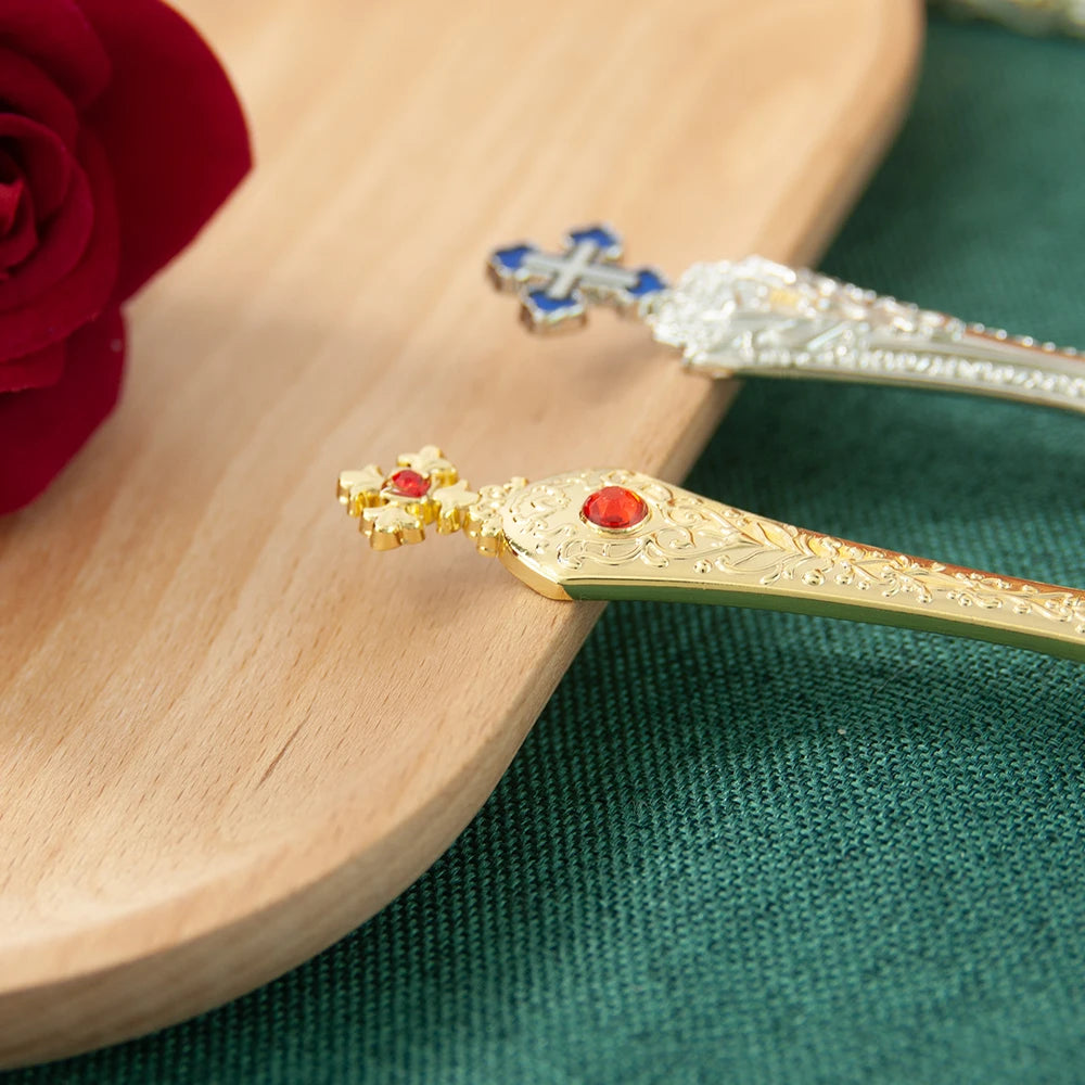 HT Church Product Religion Accessory Gold Plated Orthodox Holy Water Spoon Religious Rituals for Church Decoration