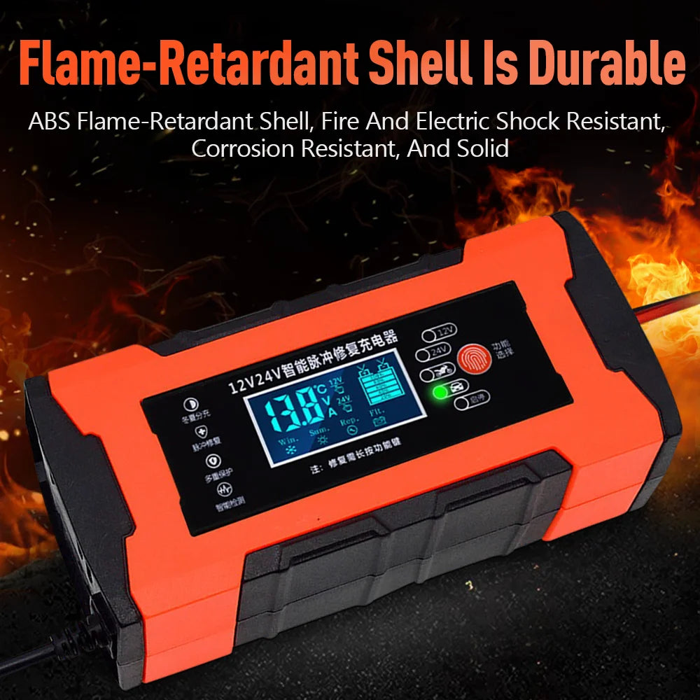 Car Battery Charger 12V 10A 24V 5A Automotive Digital Display Detection Pulse Repair Car Chargers Motorcycle Car Accesorries