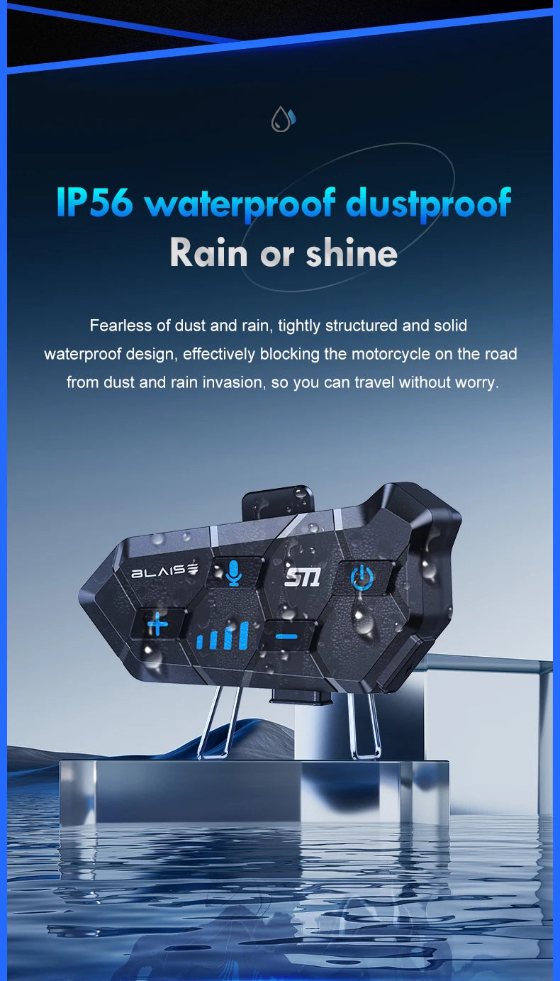 Y10 Motorcycle Helmet Bluetooth Headset 2000Mah Super Long Standby Wireless Hands-free Waterproof Motorbike Earphone