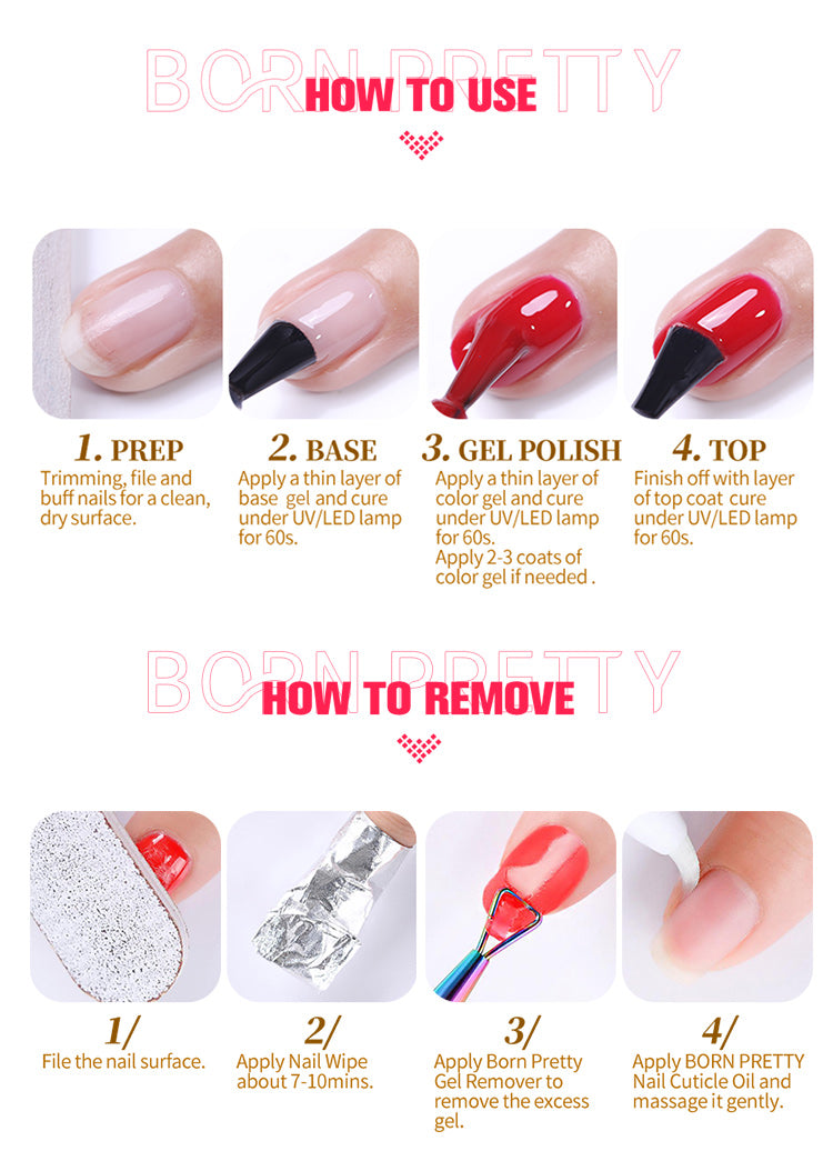 BORN PRETTY Jelly Nude Gel Nail Polish 10ml Light Pink Peach Translucent Color UV Light Cure Gel Varnish Nail Art DIY at Home