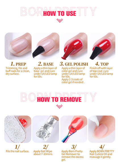 BORN PRETTY Jelly Nude Gel Nail Polish 10ml Light Pink Peach Translucent Color UV Light Cure Gel Varnish Nail Art DIY at Home