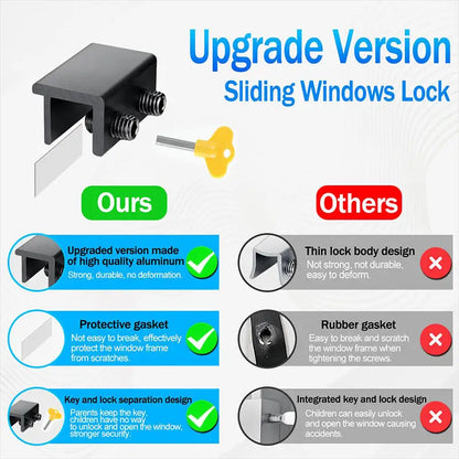 Aluminum Alloy Window Locks Adjustable Childproof Security Clamps Sliding Window Stoppers For Home Safety Anti-Theft Protection