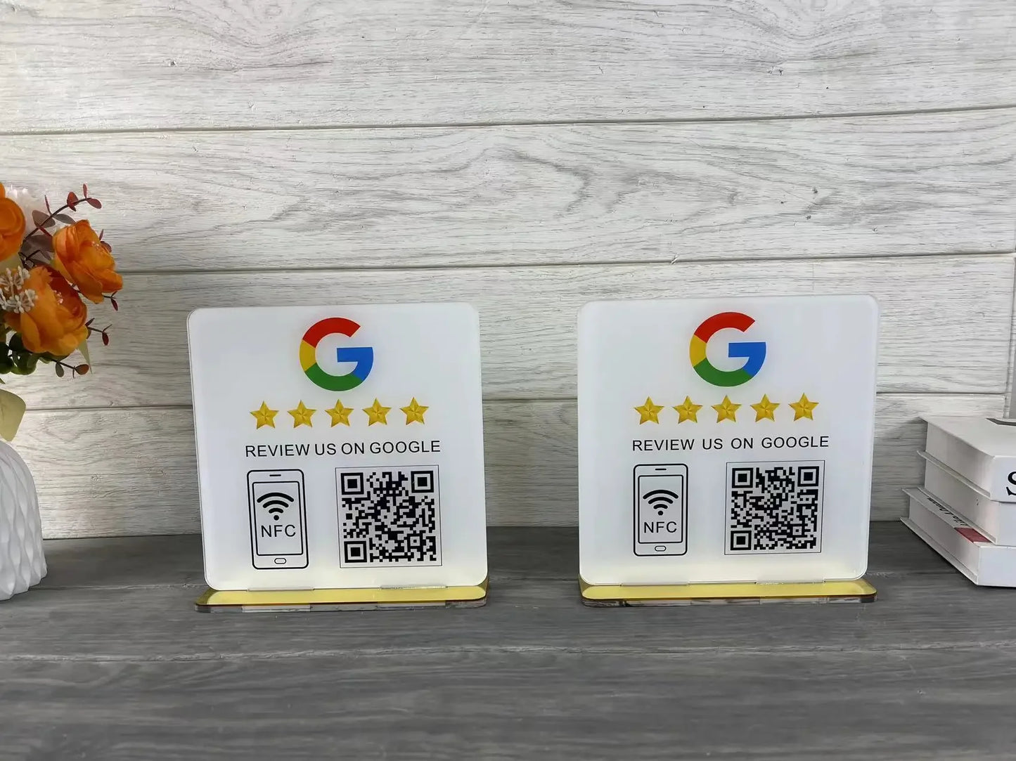 Review Us on Google Custom Google Review Sign With NFC Beauty Salon Business Decor Acrylic Google Review QR Code Sign