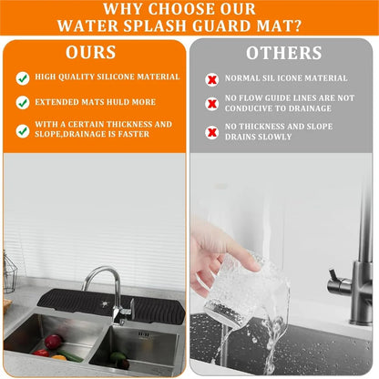 24/29.5inch Kitchen Sink Splash Guard,Silicone Draining Mat for Sink,Sink Protectors for Kitchen Sink Mat, Splash Guard Kitchen