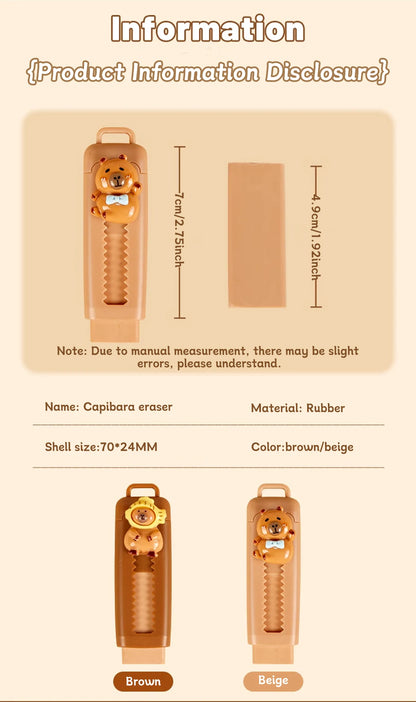 Kapibala push-pull eraser, suitable for drawing and design, office culture and educational supplies