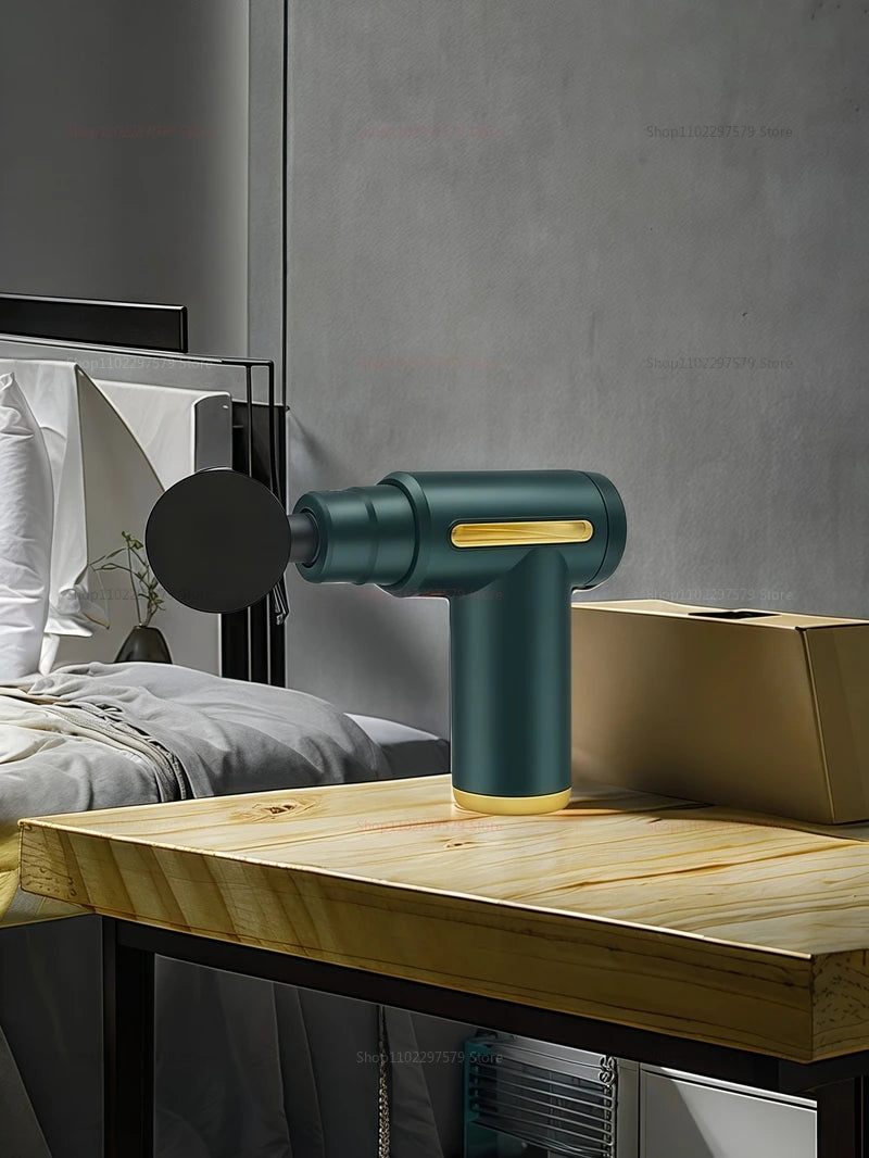 Portable Mini Electric Massager Gun for Body Deep Tissue Muscle Relaxation With LED Touch Screen 4Replaceable Massage Head