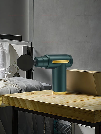 Portable Mini Electric Massager Gun for Body Deep Tissue Muscle Relaxation With LED Touch Screen 4Replaceable Massage Head