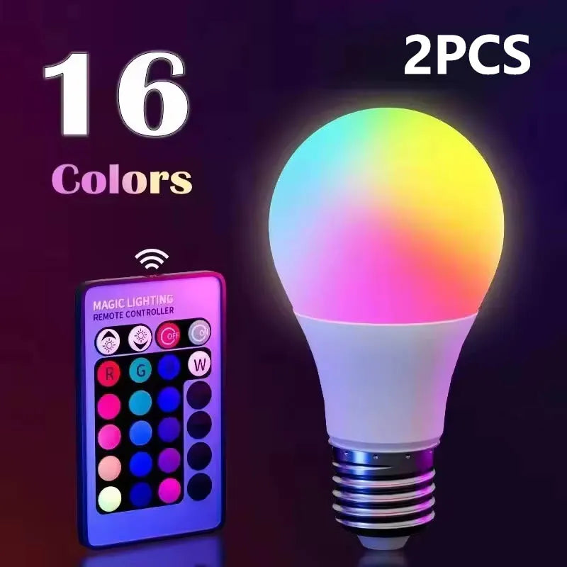 16 Colors RGB Bulb LED Multicolor Bulb 220V E27 Household Lighting Dimmable 24 Key Remote Control Smart Lamp Atmosphere Light