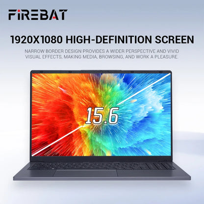 Firebat AT15 Laptop Intel N150 N100 CPU 15.6 Inch 16GB RAM SSD 512GB 1TB Lightweight Business Computer Notebook BT4.2 WiFi5