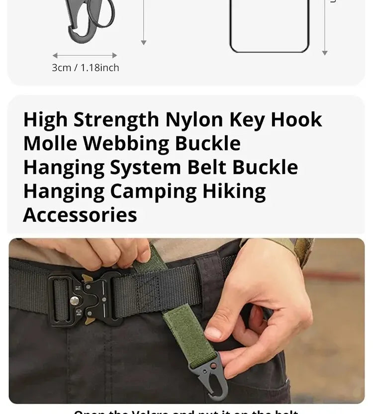 2pcs Tactical Hook Buckle, Mountaineering Hook Buckle Key Bag Accessories Hook Buckle Strap, Triangle Keychain for Outdoor Use