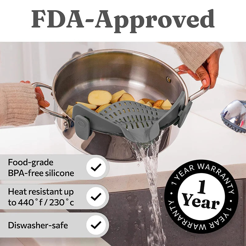 Adjustable Silicone Clip-On Strainer Pot Strainer Adjustable Clip On Strainer For Pots Pans And Bowls Kitchen Pot Strainer