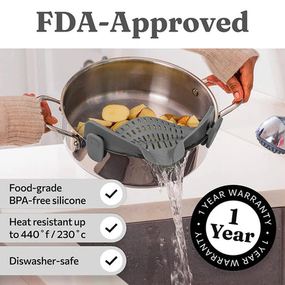 Adjustable Silicone Clip-On Strainer Pot Strainer Adjustable Clip On Strainer For Pots Pans And Bowls Kitchen Pot Strainer