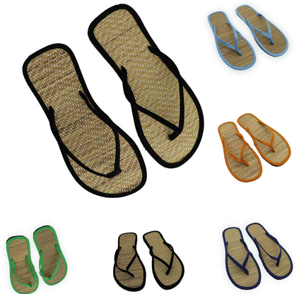 Women Flat Flip-flops Slippers Comfortable Non-slip Sandals Bamboo Rattan Flip Flop Home Bathroom Fashion Slippers Zapatos 2022