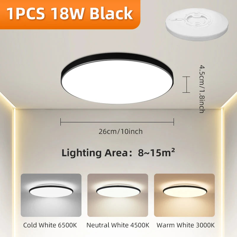 Led Ceiling Lights Ultra Thin LED Ceiling Lamps Modern Panel Light  30W 50W 72W Downlights for Living Room Bedroom Kitchen Home