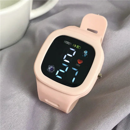 Sports Electronic Watch for Kids Children LED Digital Watch Big Dial Silicone Football Sports Watch Boys Girls Student Clock