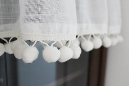 Japanese tassel half curtain partition door curtain kitchen short curtain coffee curtain pastoral decoration short curtain yarn