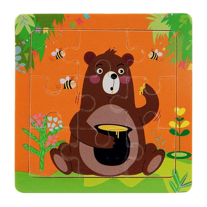 Plane Puzzles Cartoon Animals Wooden Montessori Game Kids Cognitive Jigsaw Puzzle Baby-Toy Educational Toys for Children Toddler