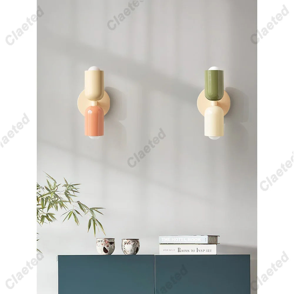 LED Wall Lamp Modern Simple Cream Double Head Light for Living Room Bedroom Besides Study Interior Decoration Fixture