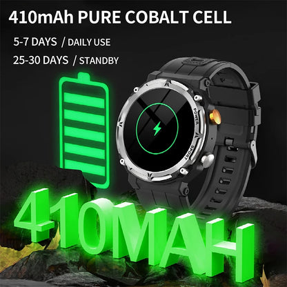 Outdoor Sports Smartwatch Men Fitness Tracker Wireless Call 410mAh Long Standby Time Waterproof Voice Assistant Swimming Watch