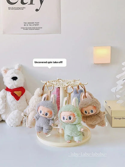 Labubu pendant display box, rotatable transparent Labubu doll, handmade blind box, storage display stand, decorative ornaments,