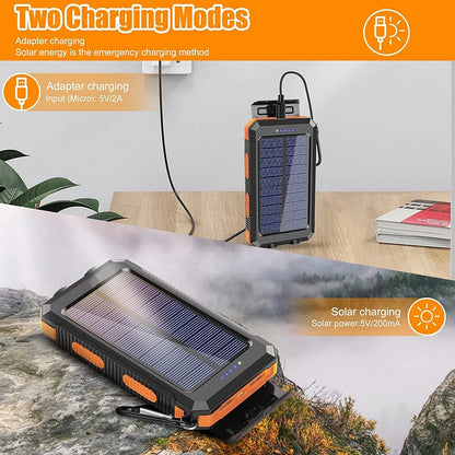 Solar Power Bank 80000mAh Portable Charging Poverbank External Battery Charger Strong Light LDE Light for All Smartphones