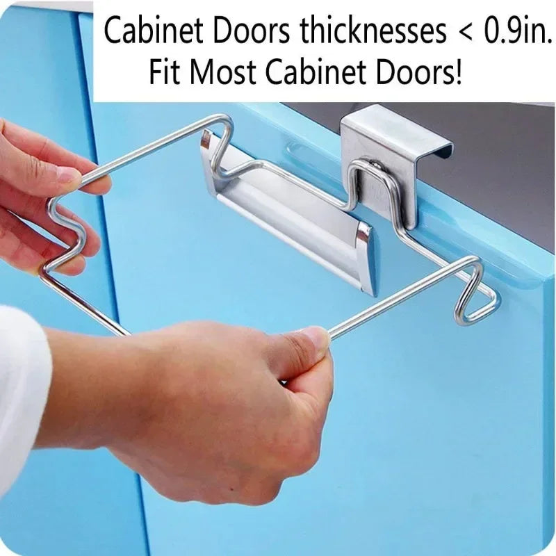 Kitchen Trash Rack Cabinet Door Bags Stainless Steel Closet Garbage Storage Holder