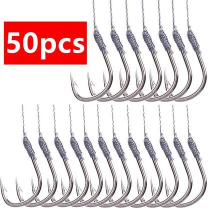5Pack/50 Hooks Fishs Tool Tied Good Strong Horse Line Double Hook Pair Hook Fishs Hooks Fishing Gear Accessories Sub-line Hooks